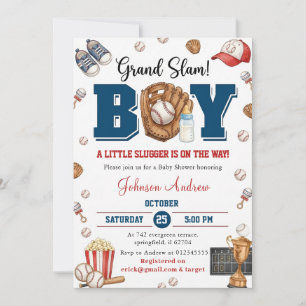 Personal Slumdunk Oh Boy Baseball Baby Shower Invitation