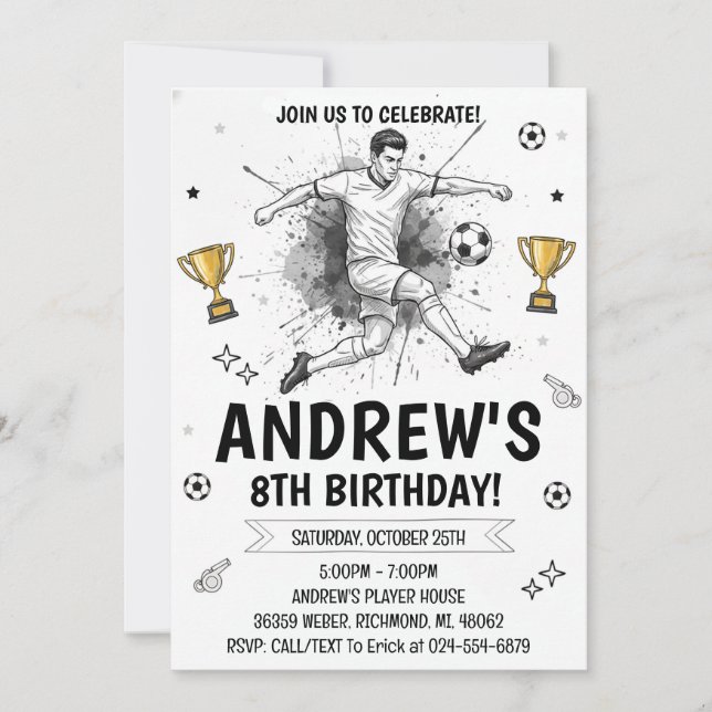 Personal Soccer Birthday Invitation (Front)