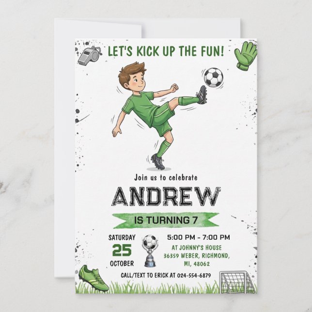 Personal Soccer Birthday Invitation (Front)