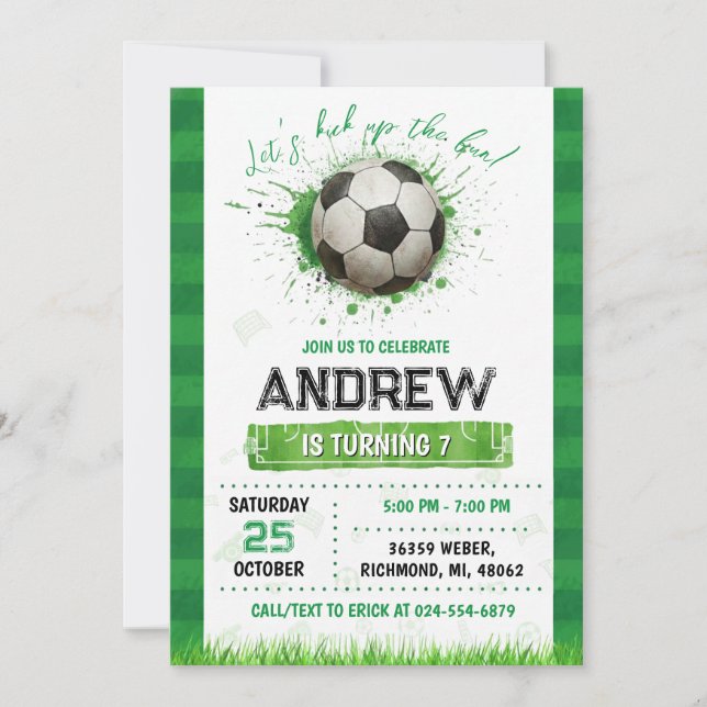 Personal Soccer Birthday Invitation (Front)