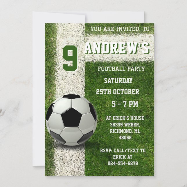 Personal Soccer Birthday Invitation (Front)