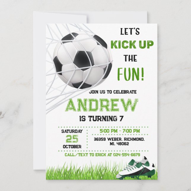 Personal Soccer Birthday Invitation (Front)