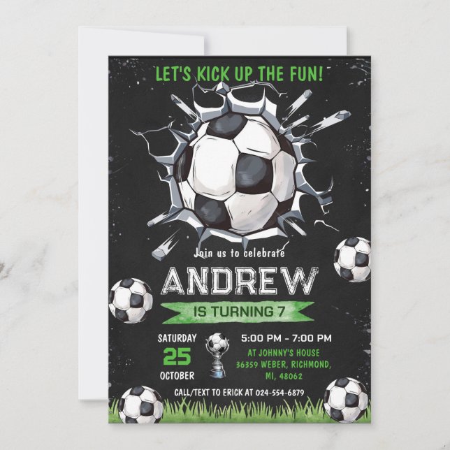 Personal Soccer Birthday Invitation (Front)