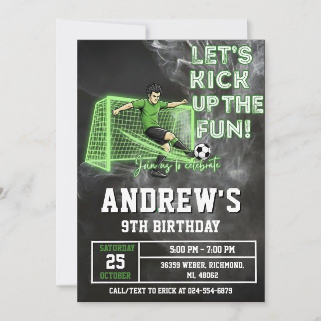 Personal Soccer Birthday Invitation Template (Front)