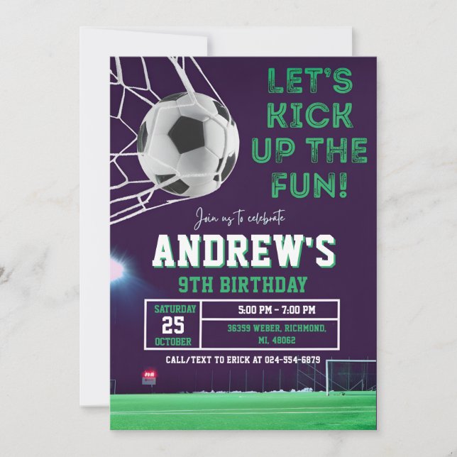 Personal Soccer Birthday Invitation Template (Front)