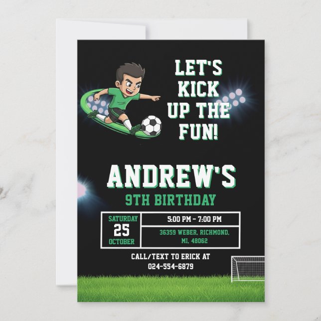 Personal Soccer Birthday Invitation Template (Front)
