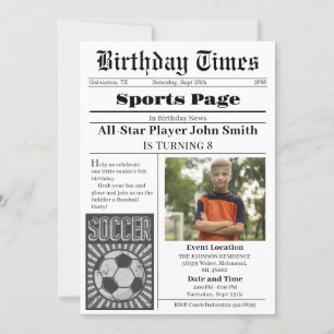 Personal Soccer Birthday Invitation With Photo