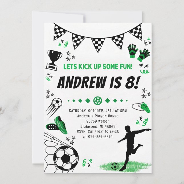 Personal Soccer Birthday Party Invitation (Front)