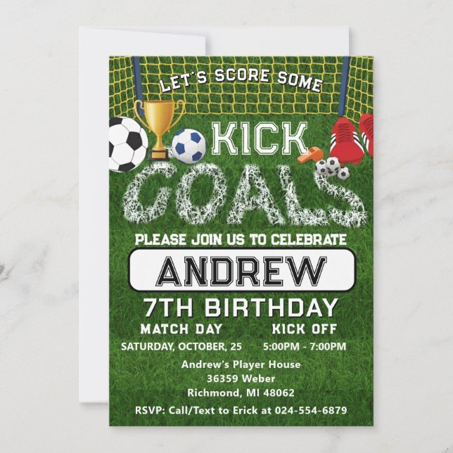Personal Soccer Birthday Party Invitation (Front)