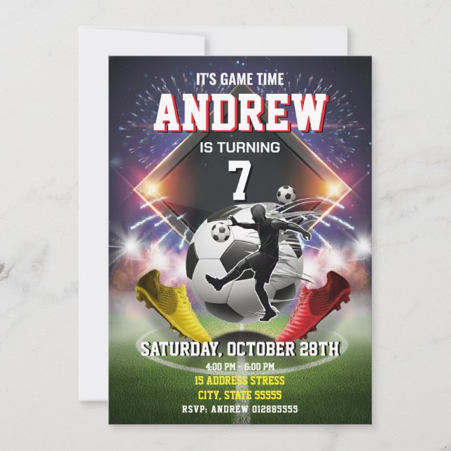 Personal Soccer Birthday Printable Invitation (Front)