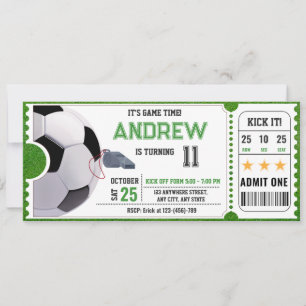 Personal Soccer Game Ticket Party Invitation