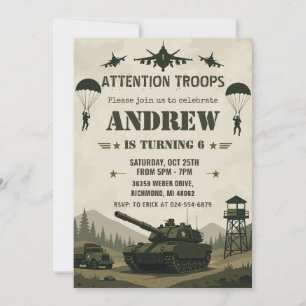 Personal Soldier Army Birthday party Invitation