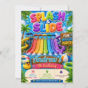 Personal Splash Pool Water Slide Birthday Invitation
