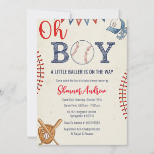 Personal Sport Digital Baseball Baby Shower Invitation
