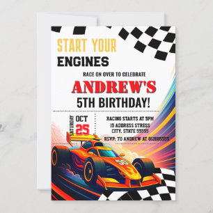 Personal Sport Race Car modern for boy Invitation