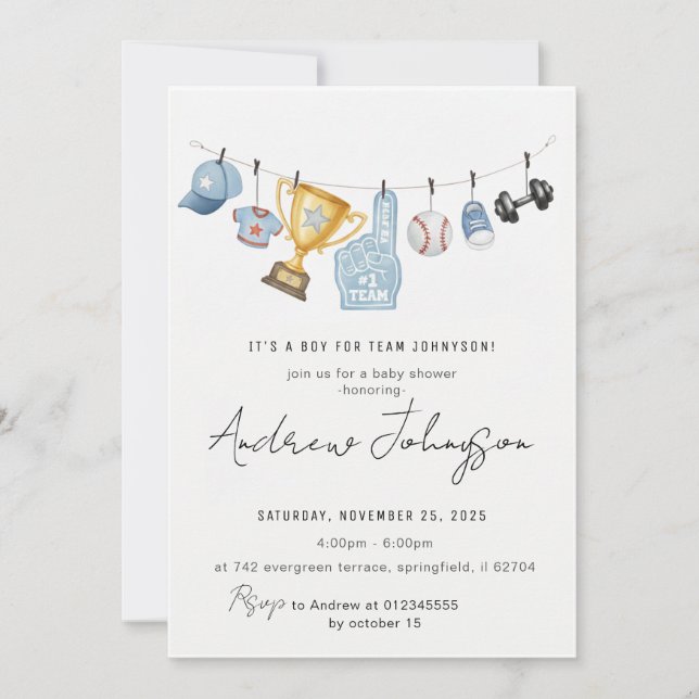 Personal Sports Baby Shower Bundle Invitation (Front)