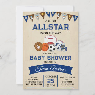 Personal Sports Baby Shower Invitation Allstar