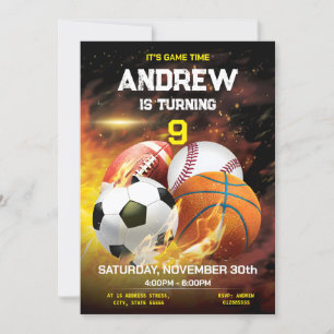 Personal Sports Birthday Printable Invitation