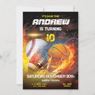 Personal Sports Birthday Printable Invitation