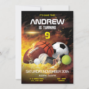 Personal Sports Birthday Printable Invitation