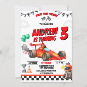Personal Sports boy Race Car Birthday Invitation