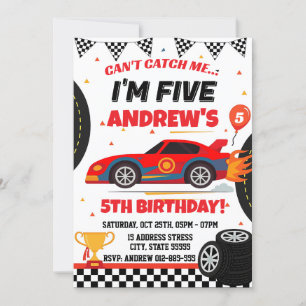 Personal Sports Race car boy birthday invitation