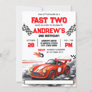 Personal Sports Red Vintage Race Birthday party Invitation