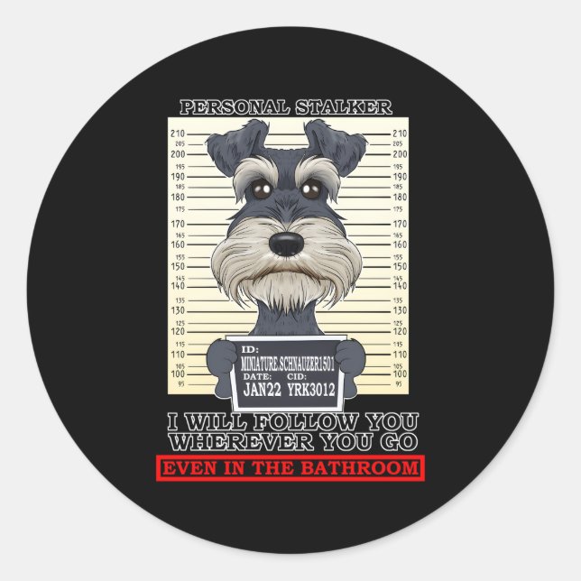 Personal Stalker Miniature Schnauzer Classic Round Sticker (Front)