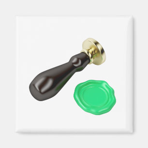 Personal stamp and green wax seal magnet