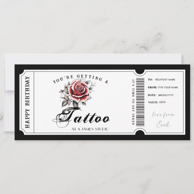 Personal Tattoo Gift Voucher Template (Front)