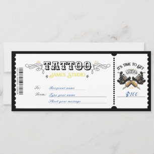 Personal Tattoo Voucher Certificate Ticket Gift Invitation