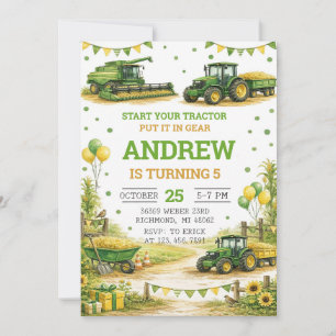 Personal Tractor Birthday Invitation