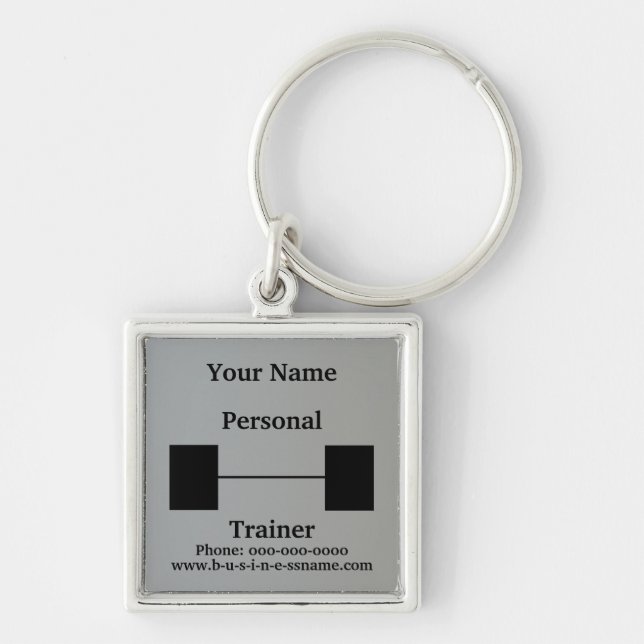 Personal Trainer Barbell Key Ring (Front)