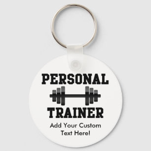 Personal Trainer Black and White Dumbell Training Key Ring