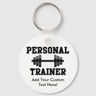 Personal Trainer Black and White Dumbell Training Key Ring