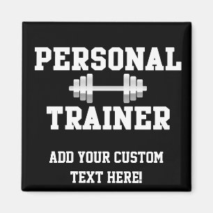 Personal Trainer Black and White Dumbell Training Magnet
