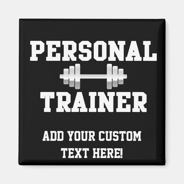 Personal Trainer Black and White Dumbell Training Magnet (Front)