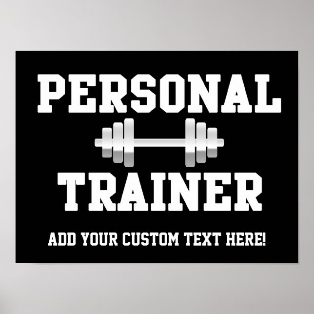 Personal Trainer Black and White Dumbell Training Poster (Front)