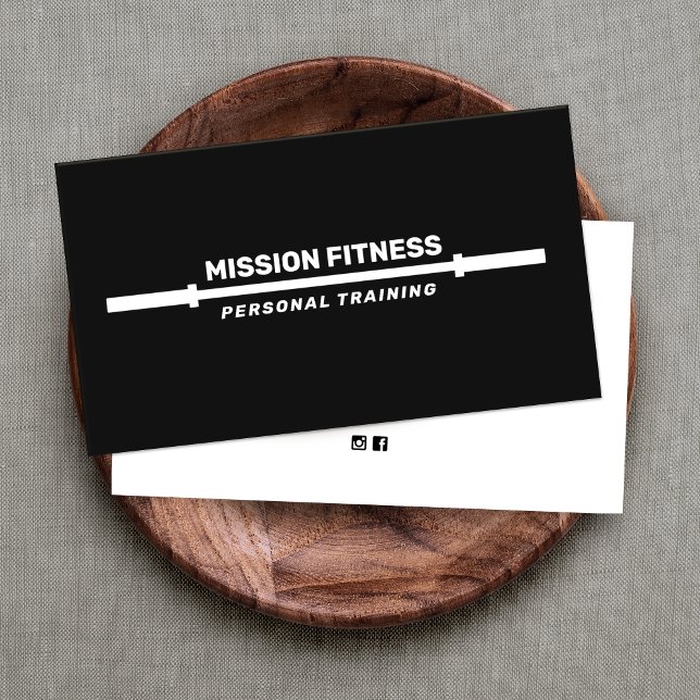  Personal Trainer Black Barbell Fitness Business Card (Creator Uploaded)