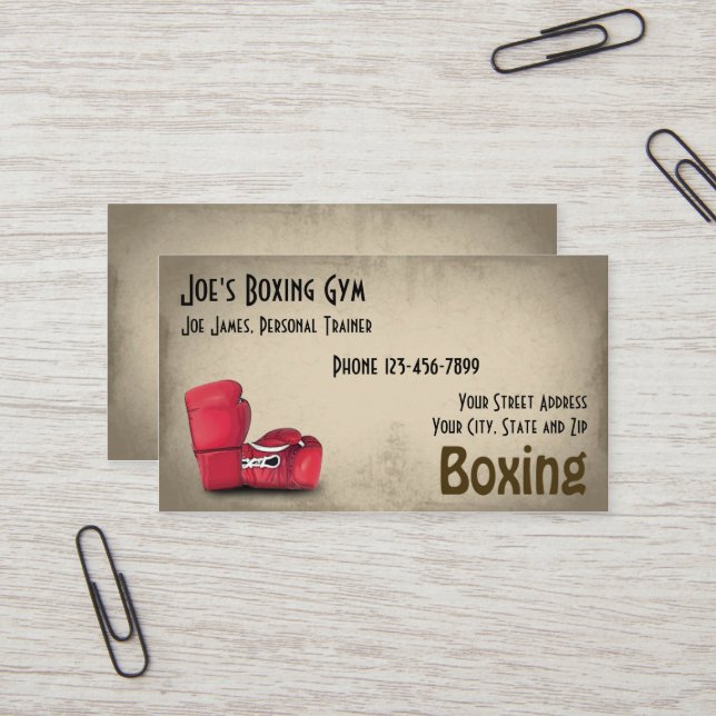 Personal Trainer Boxer Gym Business Card (Front/Back In Situ)