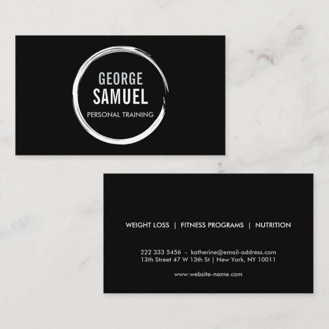 PERSONAL TRAINER CHALK SKETCH LOGO BUSINESS CARD (Front/Back)