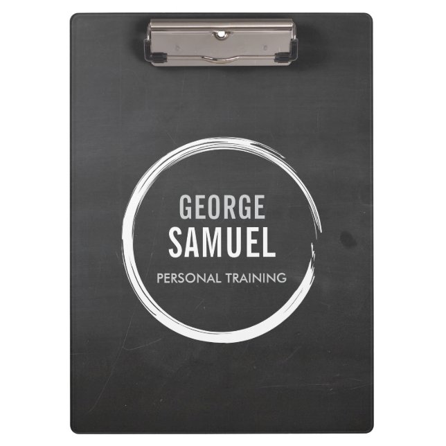 PERSONAL TRAINER CUSTOM CHALK SKETCH LOGO  CLIPBOARD (Front)