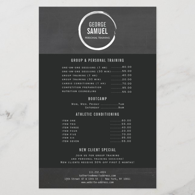 PERSONAL TRAINER CUSTOM CHALK SKETCH LOGO FLYER (Front)