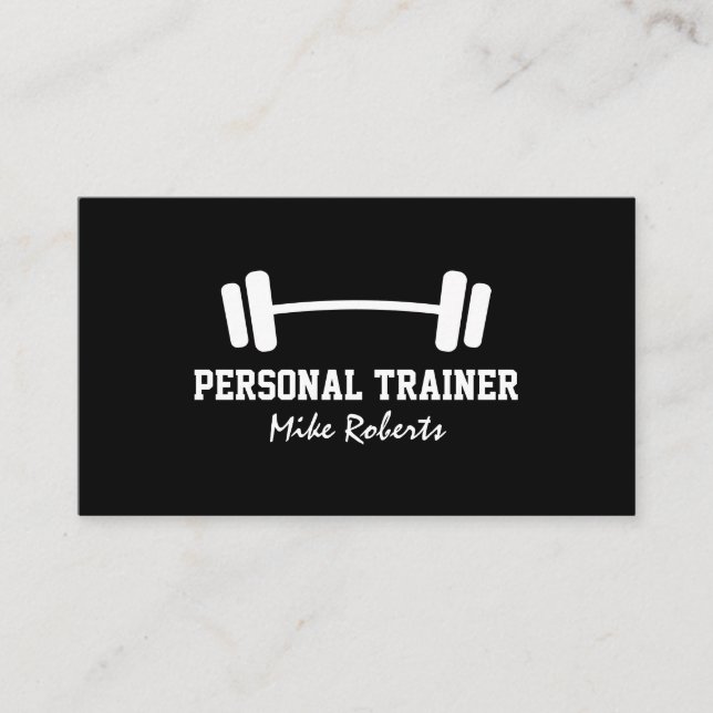 Personal trainer dumbbell business card template (Front)