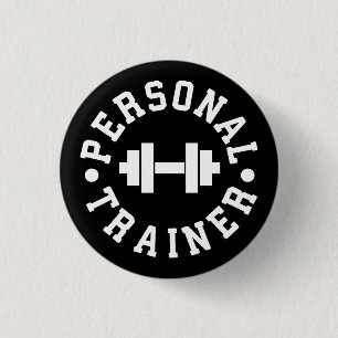 Personal Trainer - Dumbbell Logo - Workout Gym 3 Cm Round Badge