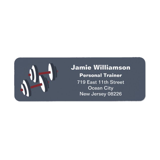 Personal Trainer Dumbbell Return Address Label (Front)