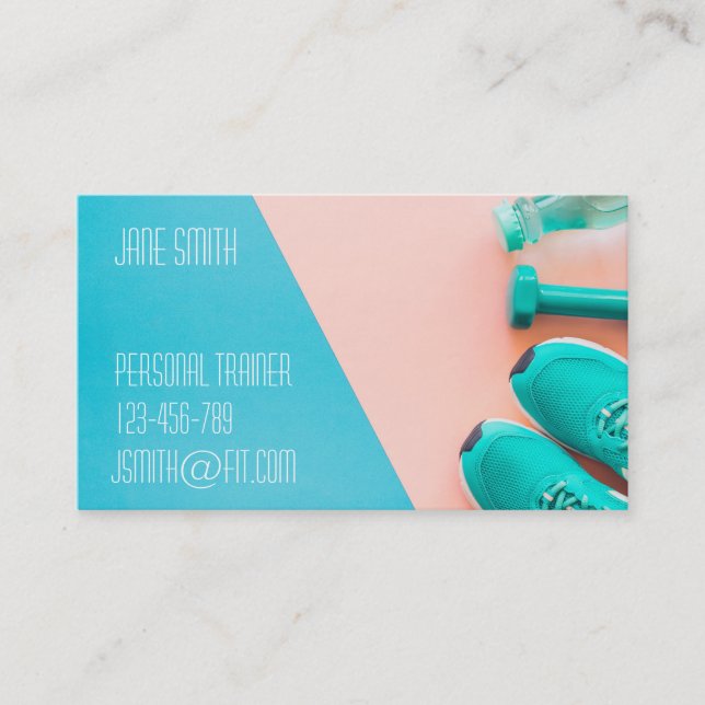 Personal Trainer female Freelance Fitness Coach Business Card (Front)