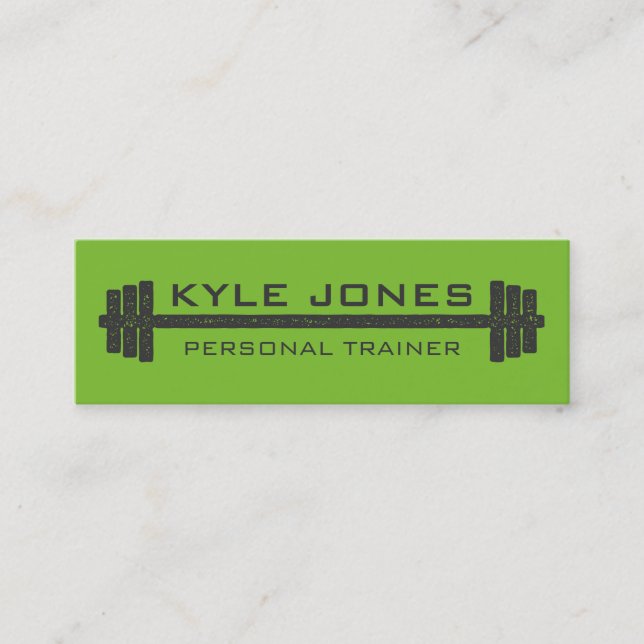 Personal Trainer Fitness barbell weight Mini Business Card (Front)