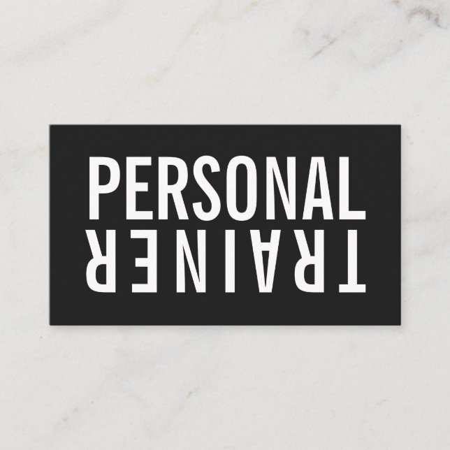 Personal trainer fitness black and white modern business card (Front)
