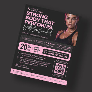 Personal Trainer Fitness Gym Instructor Pink Black Flyer
